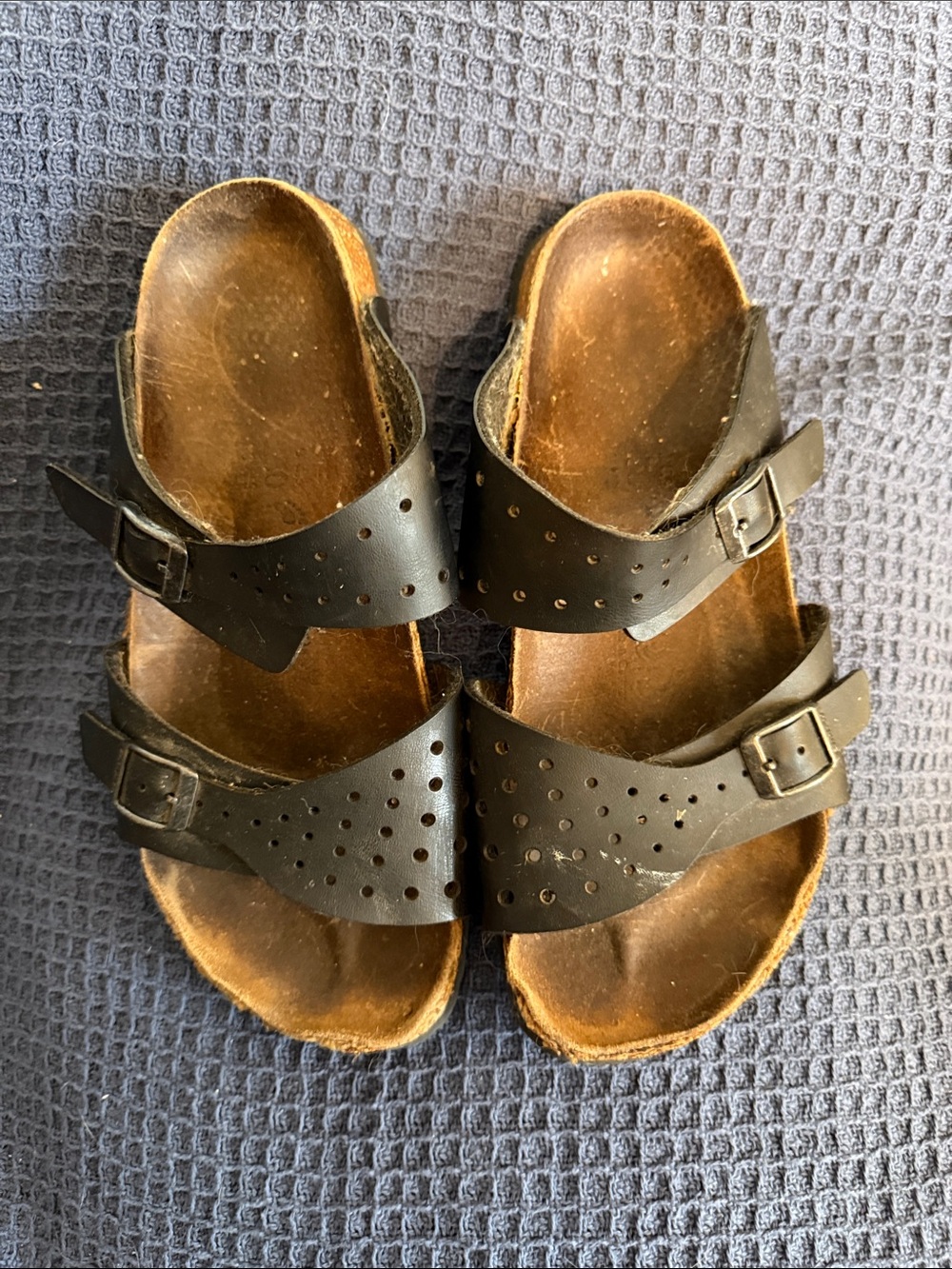 Birkenstock / Birki’s Black Double Strap Perforated Sandals